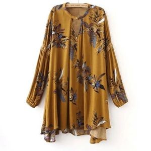 Mustard yellow long sleeve mini dress